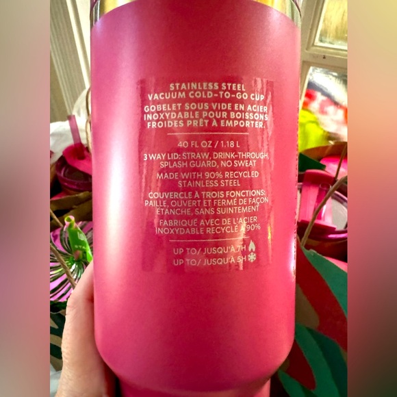 Stanley Starbucks Winter Berry Pink Glitter 40oz Tumbler - Picture 4 of 6